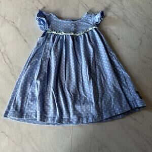 Matilda Jane sz 4 blue bonnet pearl polka dot dress girls ruffle trim